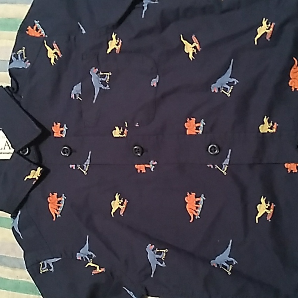 Skate boarding dino button up shirt